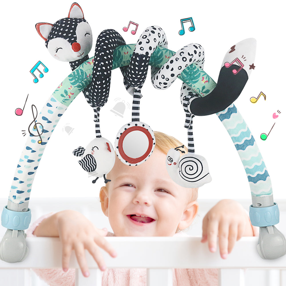 High-Contrast Black & White with Stretch & Spiral Hanging Activity Arch Toy Set