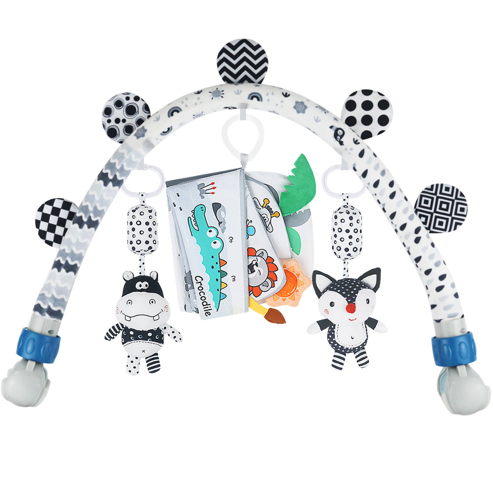 Baby Activity Arch Toy – Stroller & Crib Toy Bar with Hanging Sea Animals, Rattles & Sensory Book – Underwater Travel Toy for Infants(Ocean)