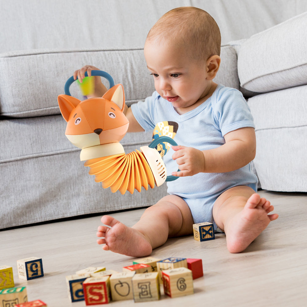 Caterbee Baby Plush Musical Accordion Take-Along Toy – Fox | Interactive Sensory Toy for Grasping & Teething