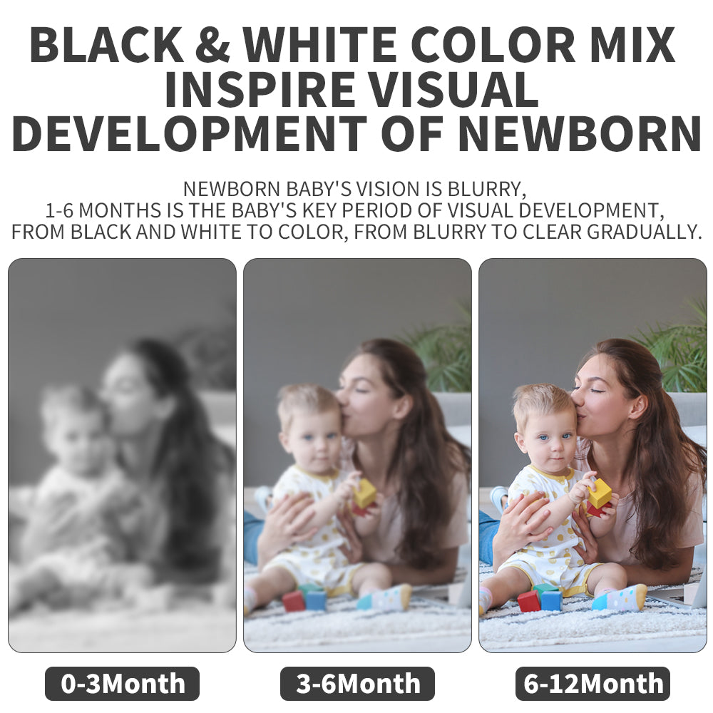 Black and White Baby Activity Arch Toy – Stroller & Crib Toy Bar with Hanging Animals, Rattles & Soft Book – Sensory Travel Toy for Infants(Forest)