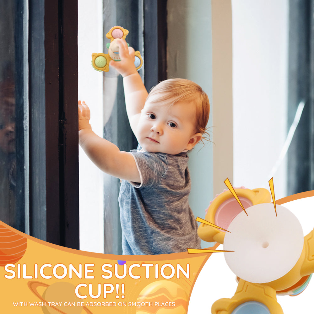 Caterbee Baby Suction Cup Spinner Toy – Space-Themed Sensory Toy with Lights & Music for Endless Fun