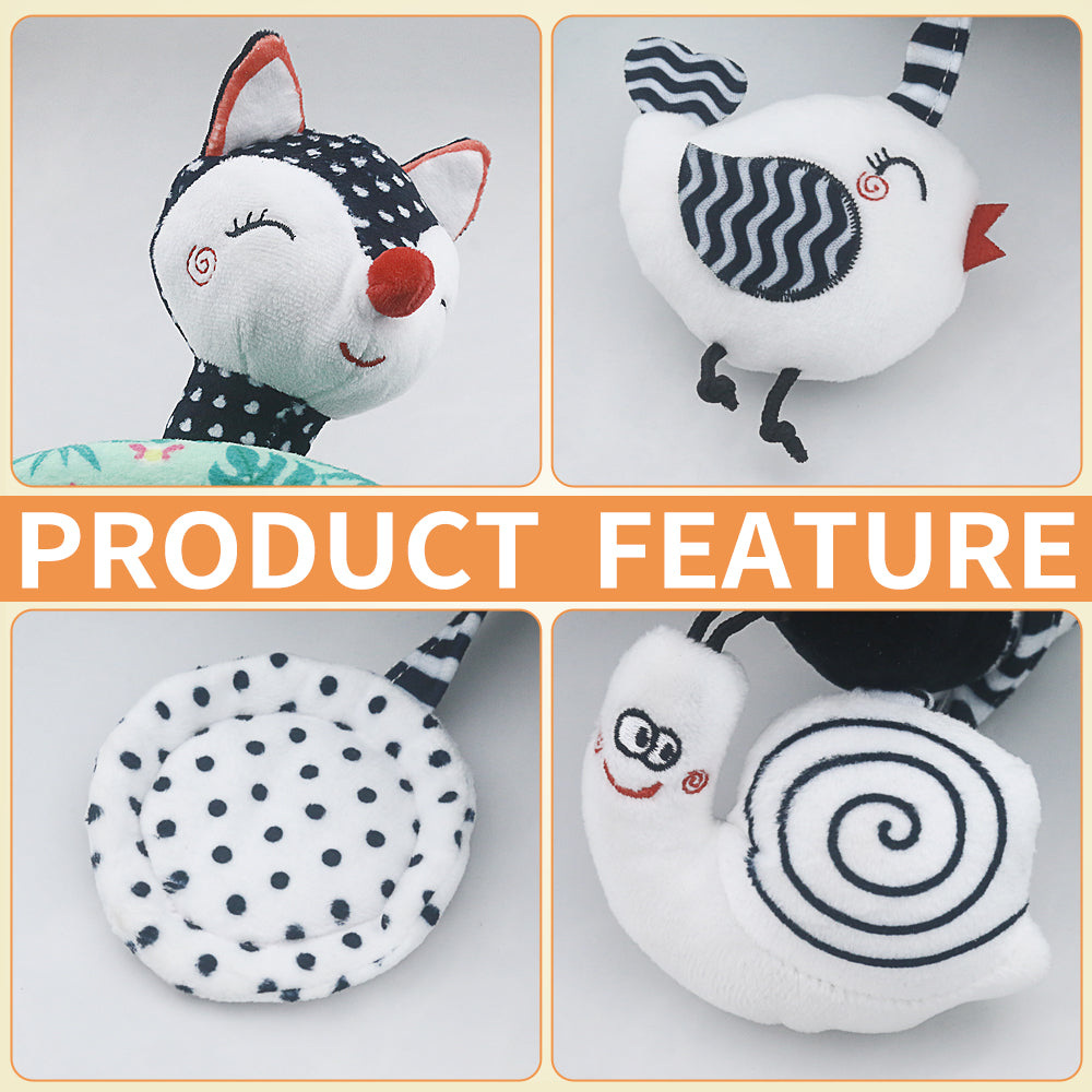 High-Contrast Black & White with Stretch & Spiral Hanging Activity Arch Toy Set