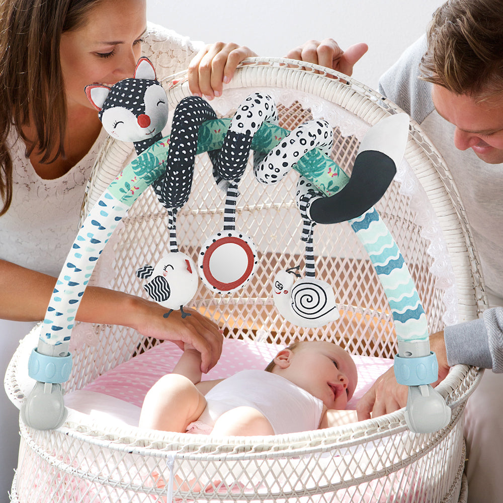 High-Contrast Black & White with Stretch & Spiral Hanging Activity Arch Toy Set