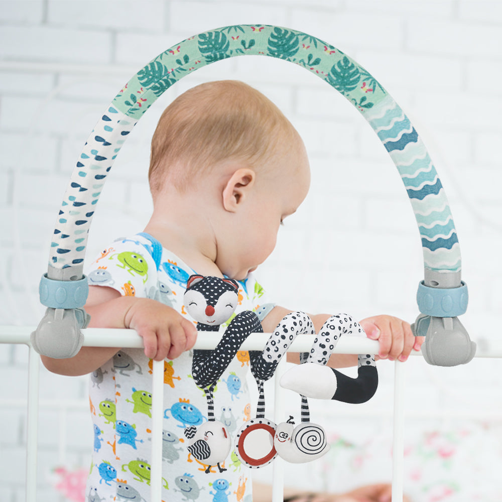 High-Contrast Black & White with Stretch & Spiral Hanging Activity Arch Toy Set