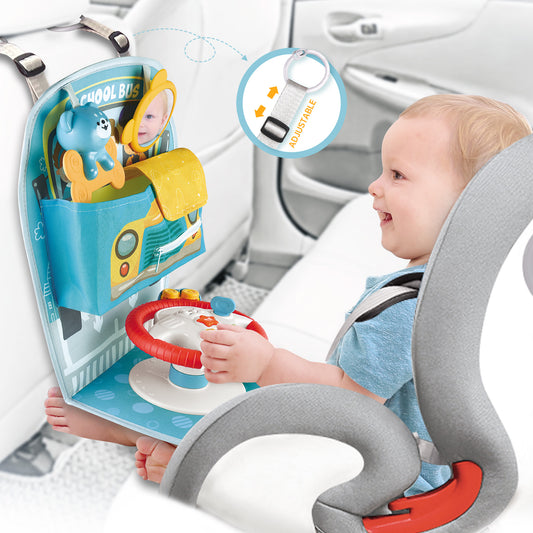 Caterbee Baby Car Seat Toy with Steering Wheel – Interactive Travel Play Center