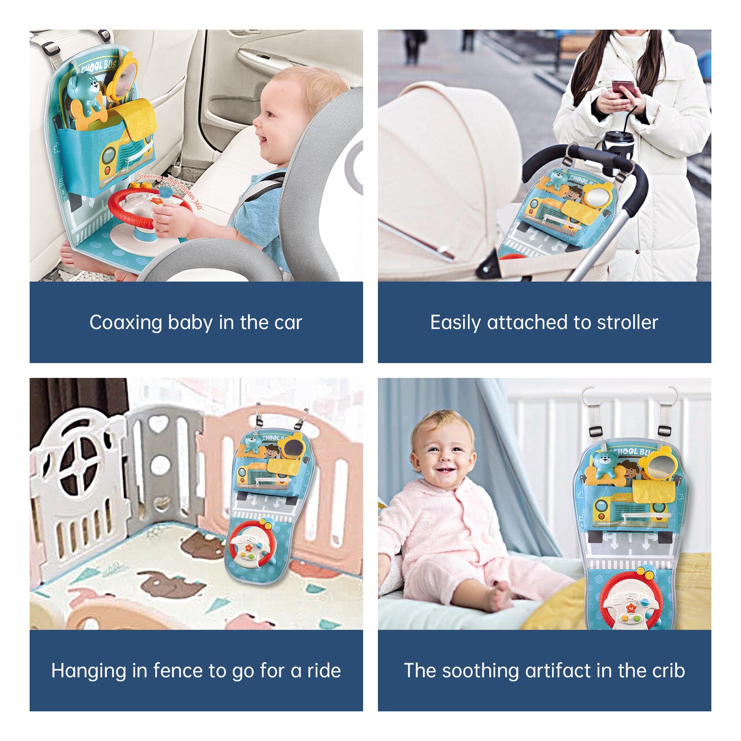Caterbee Baby Car Seat Toy with Steering Wheel – Interactive Travel Play Center