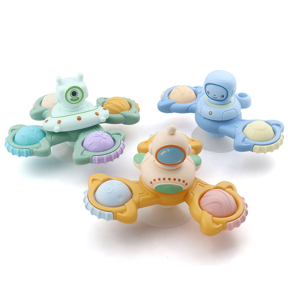 Caterbee Baby Suction Cup Spinner Toy – Space-Themed Sensory Toy with Lights & Music for Endless Fun