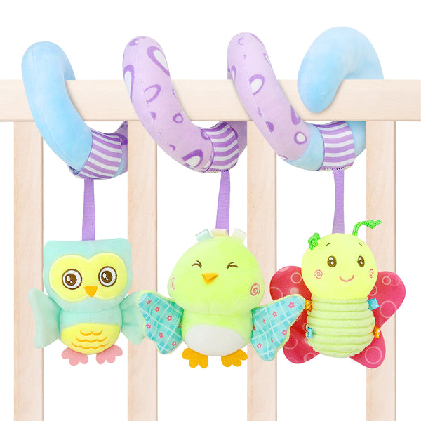 Caterbee Baby Car Seat Toys Stroller Activity Spiral Plush Bar Toy (Sky)