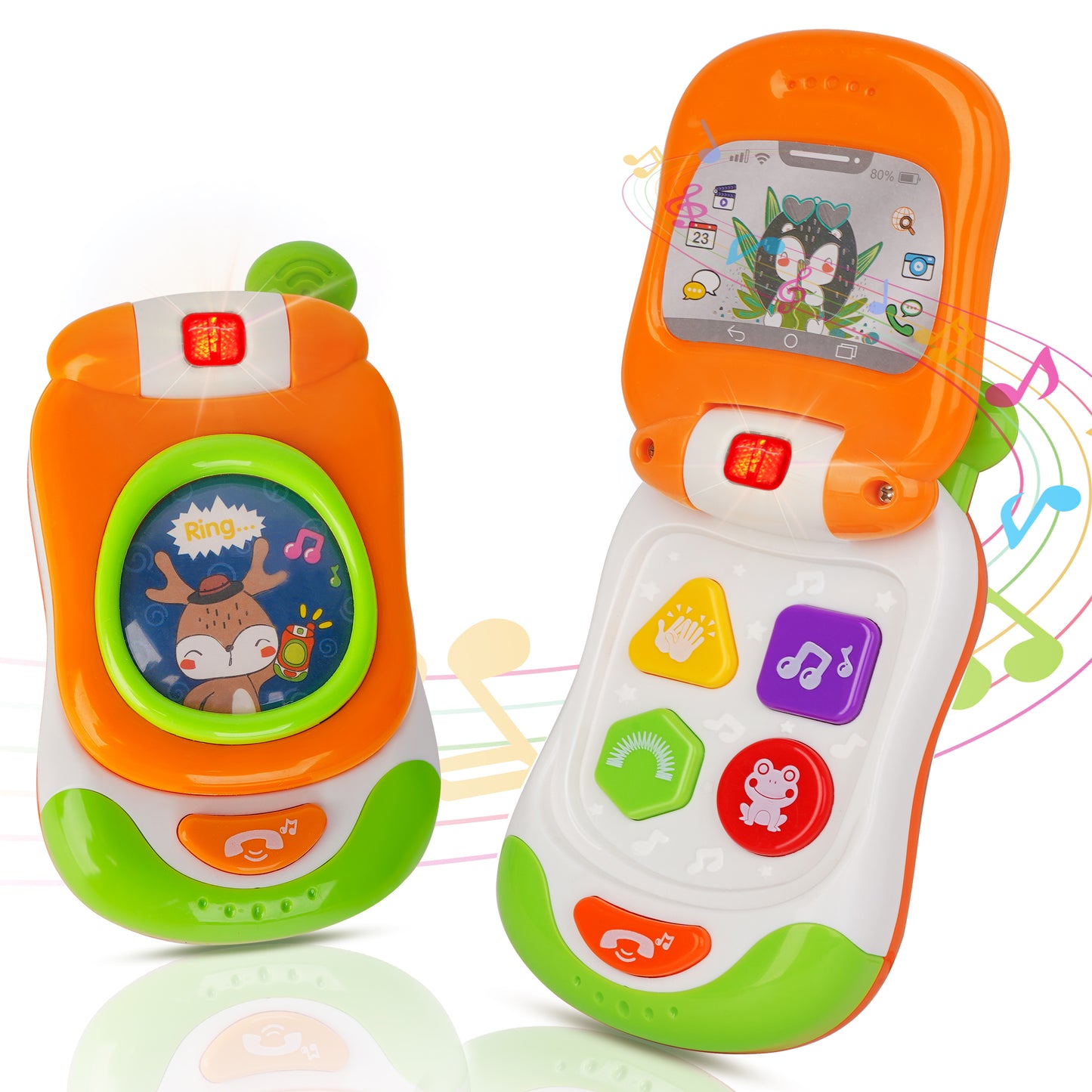 Caterbee Baby Phone Toy – Musical Light-Up Cell Phone for Early Learning & Sensory Play