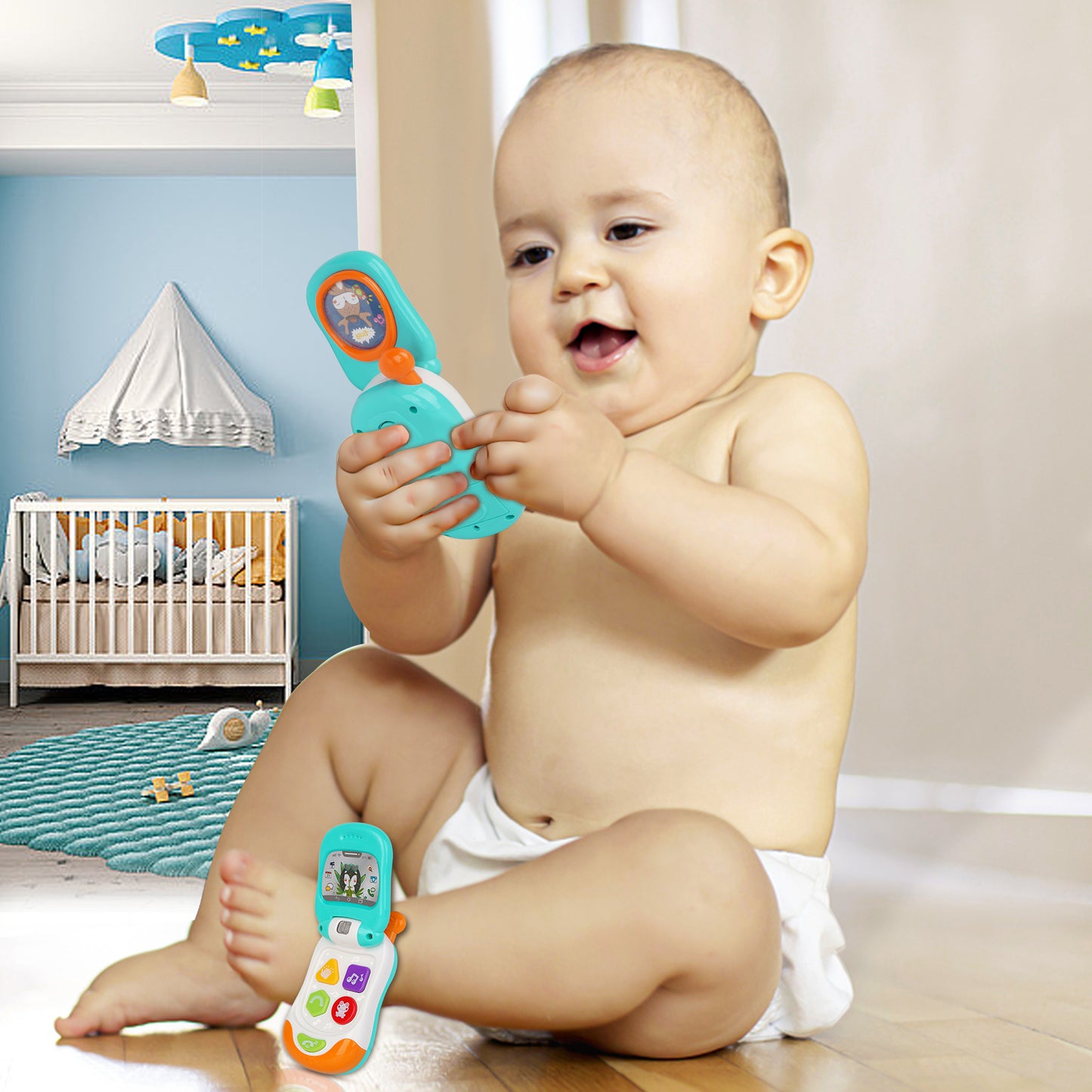 Caterbee Baby Phone Toy – Musical Light-Up Cell Phone for Early Learning & Sensory Play