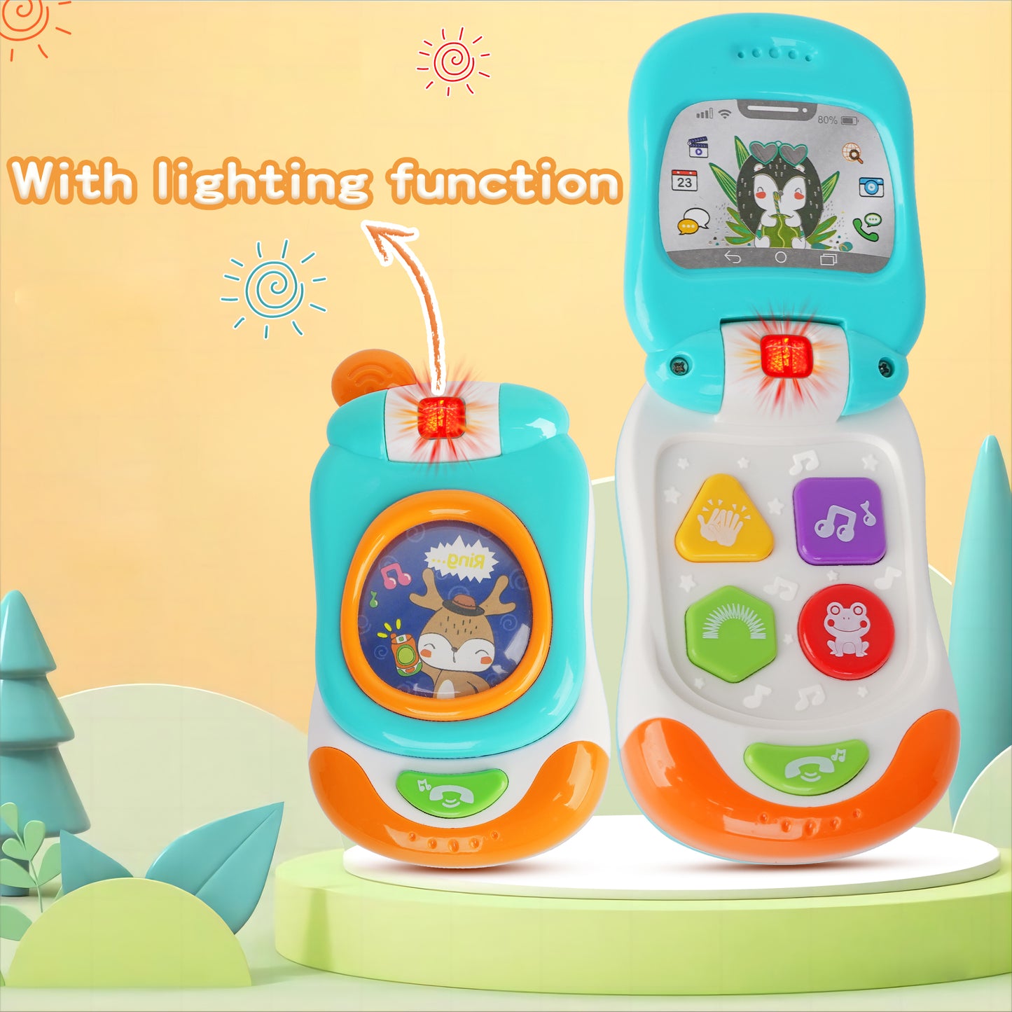 Caterbee Baby Phone Toy – Musical Light-Up Cell Phone for Early Learning & Sensory Play