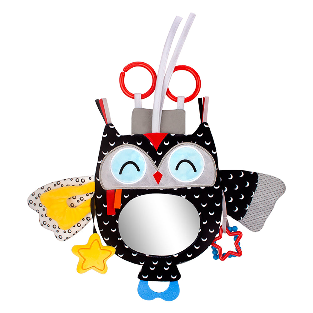 Caterbee Baby Toy with In-Sight Car Mirror – Sensory Hanging Toy for Travel & Tummy Time(Elephant)