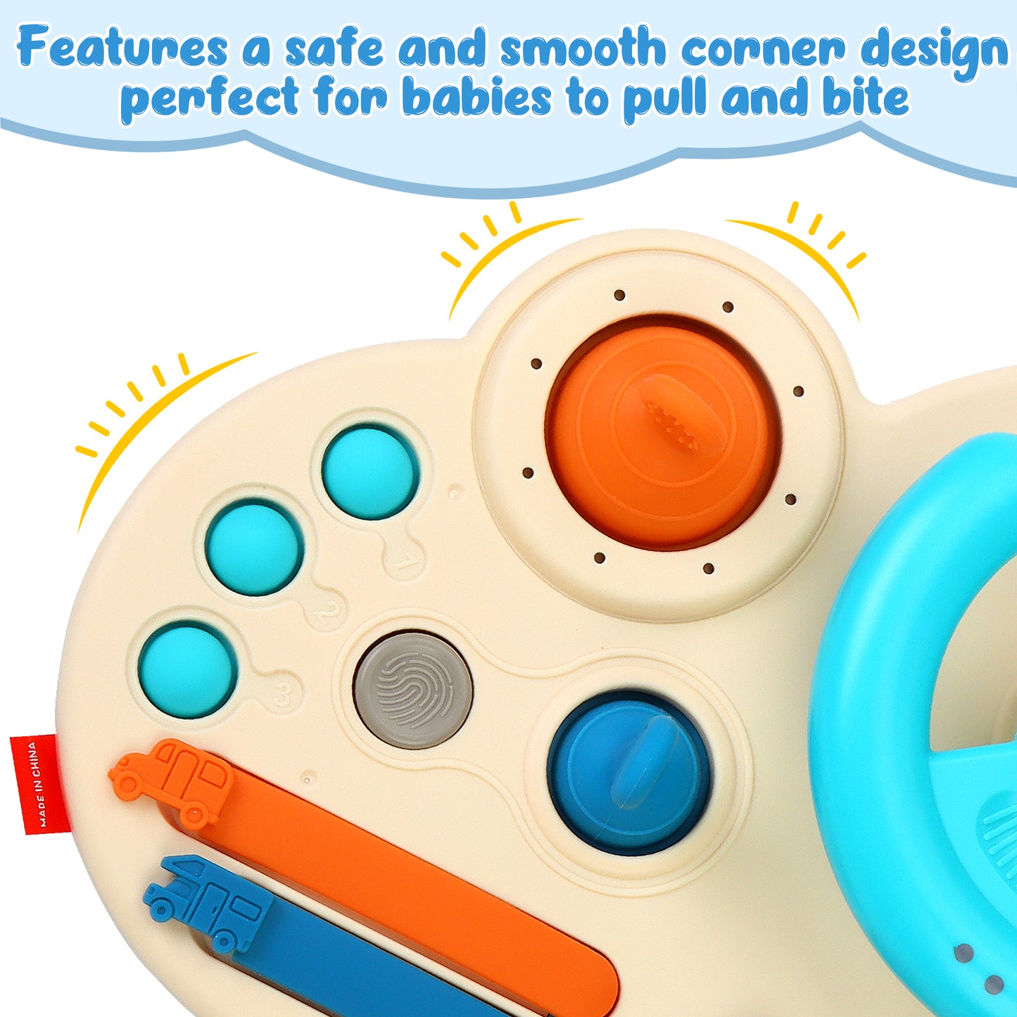 Baby Steering Wheel Montessori Toy – Interactive Sensory Busy Board for Skill Development