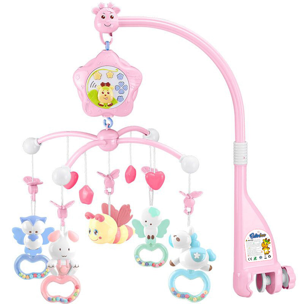 Baby Mobiles Crib Toys with Music, Projection and Lights (Bee-pink)