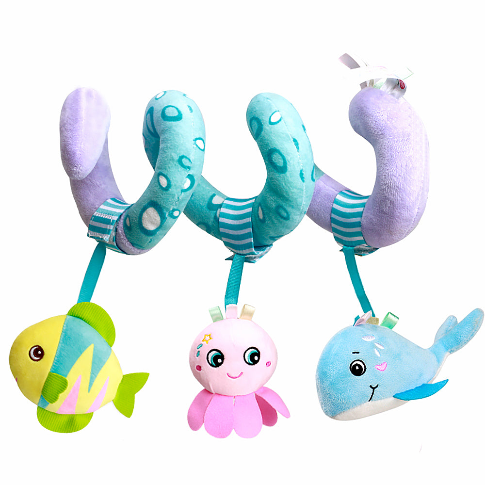 Caterbee Baby Activity Spiral Plush Car Seat Toy – Ocean Theme