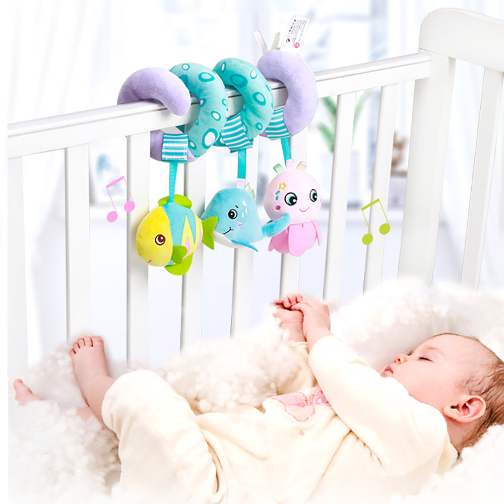 Caterbee Baby Activity Spiral Plush Car Seat Toy – Ocean Theme