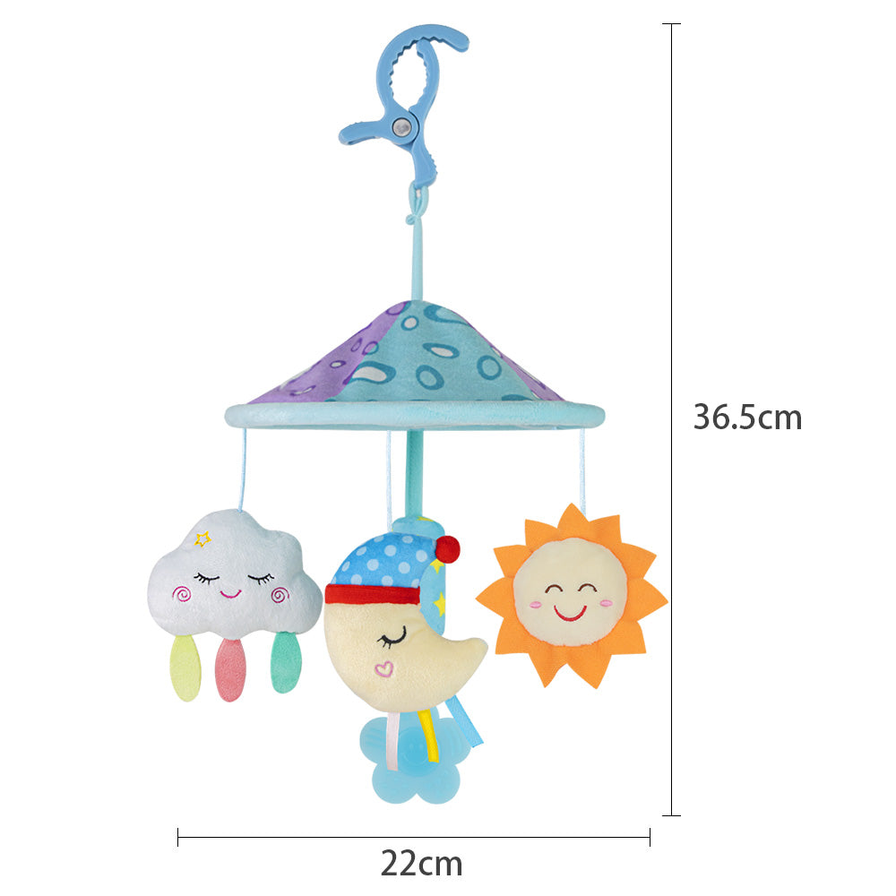 Caterbee Baby Pram Mobile Toy – Hanging Car Roof Handle Toy with Rattles & Teether