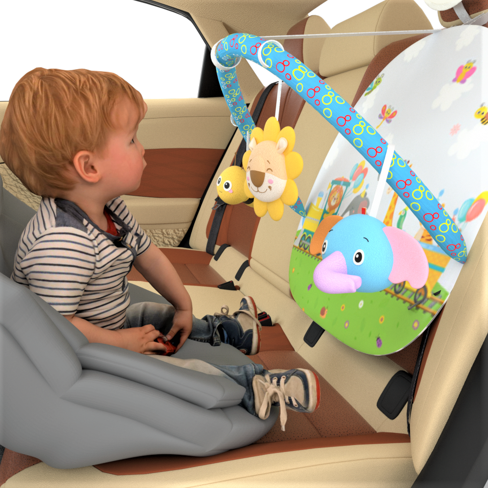 Caterbee Baby Car Toy with Rear Mirror & Arch Activity Center Interactive Travel Fun