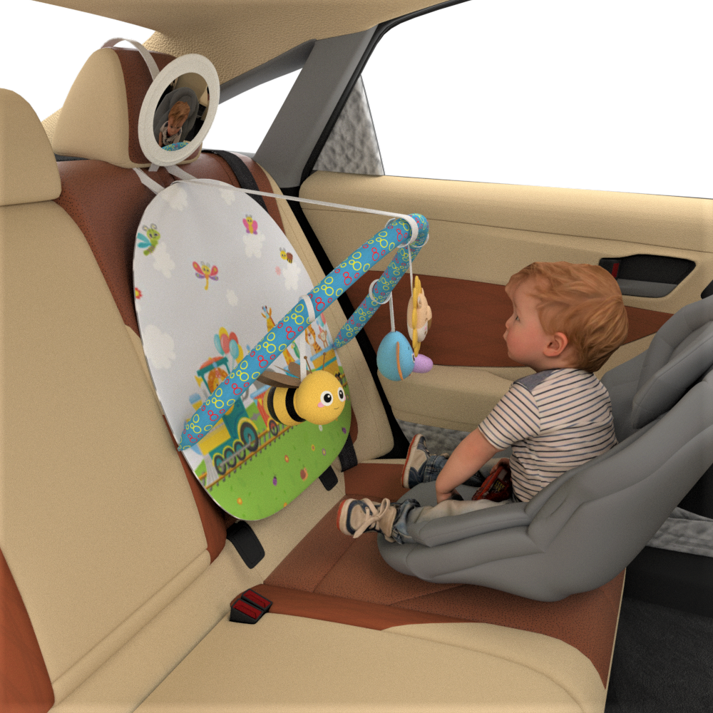 Caterbee Baby Car Toy with Rear Mirror & Arch Activity Center Interactive Travel Fun