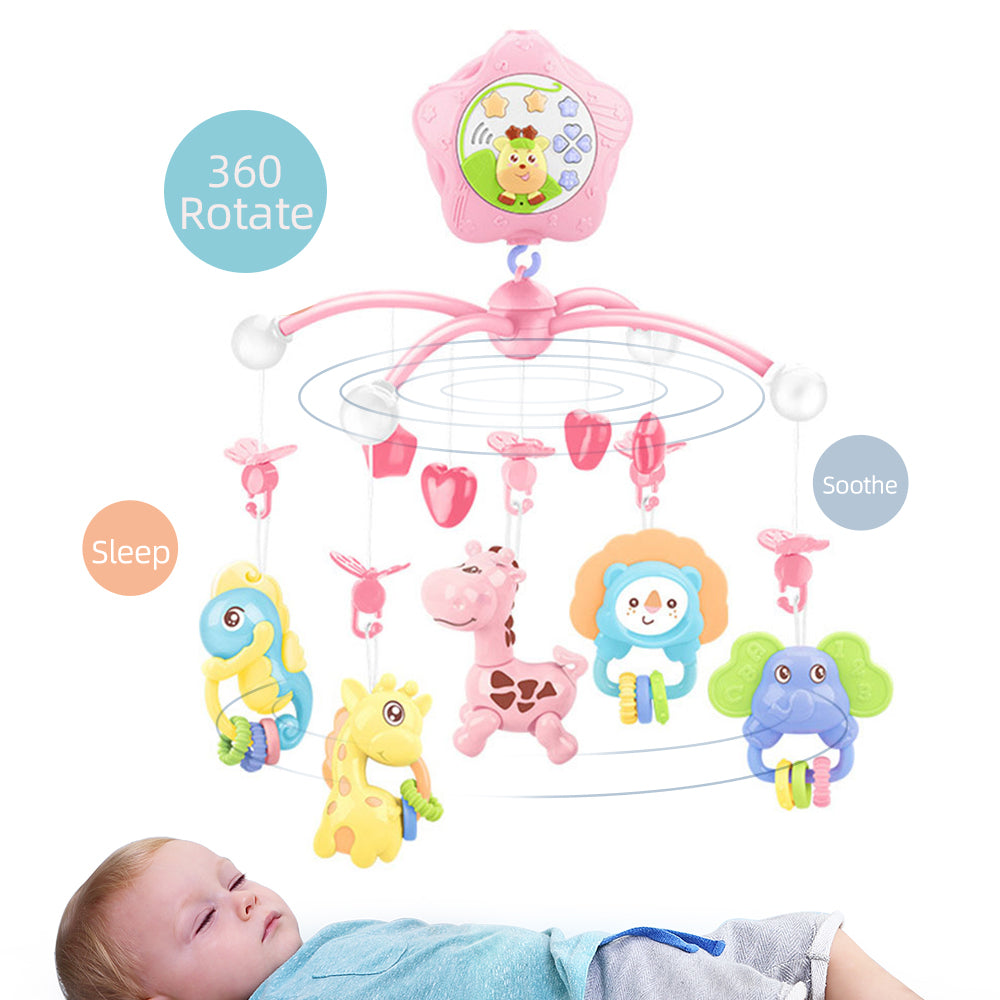 Caterbee 3-in-1 Baby Crib Mobile for Pack 'n Play wih Musical & Light-Up Remote Control & Projection