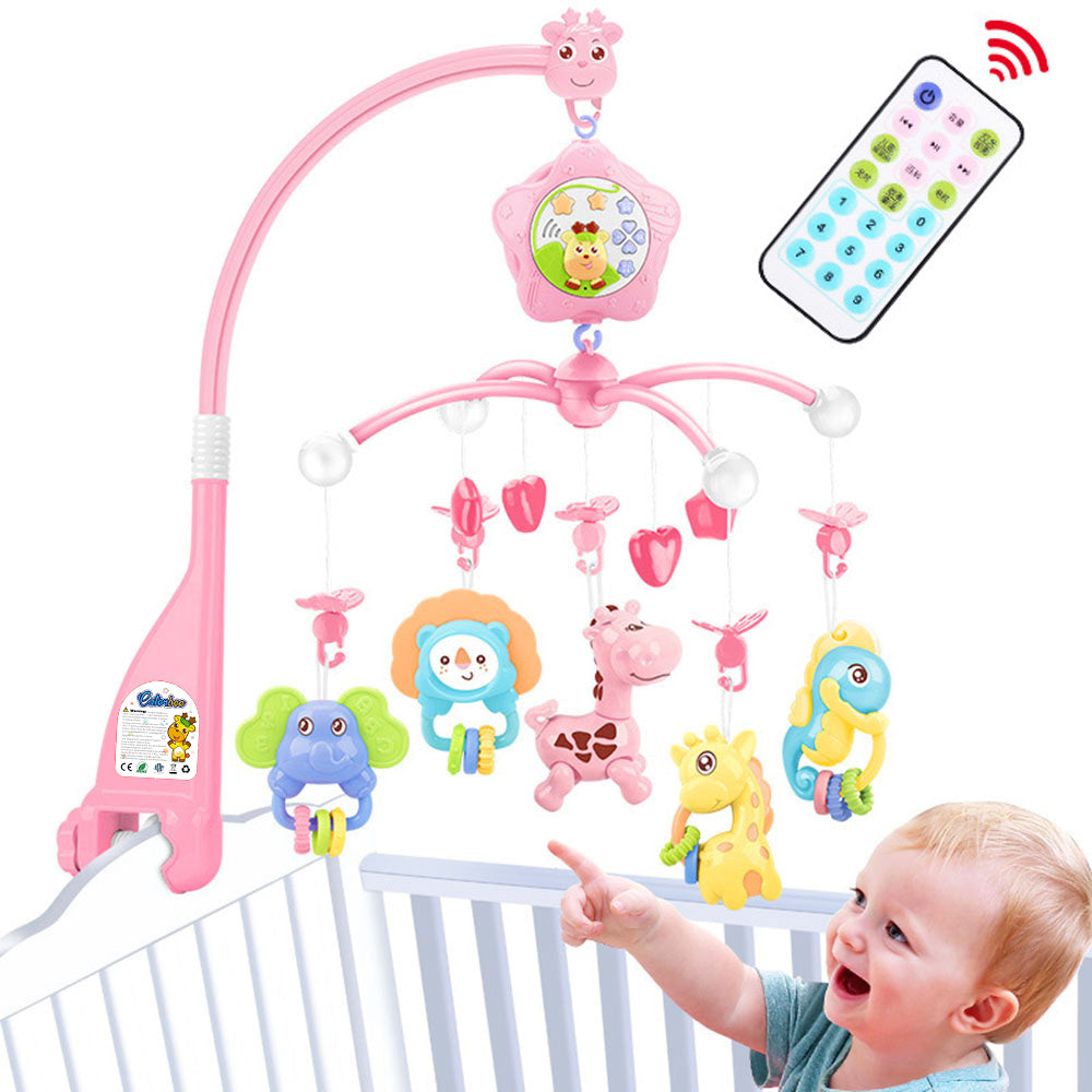Caterbee Baby Crib Mobile Toy Musical & Light-Up Mobile with Remote Control | Rotating Forest-Themed Mobile for Crib, Strollers & Bassinets