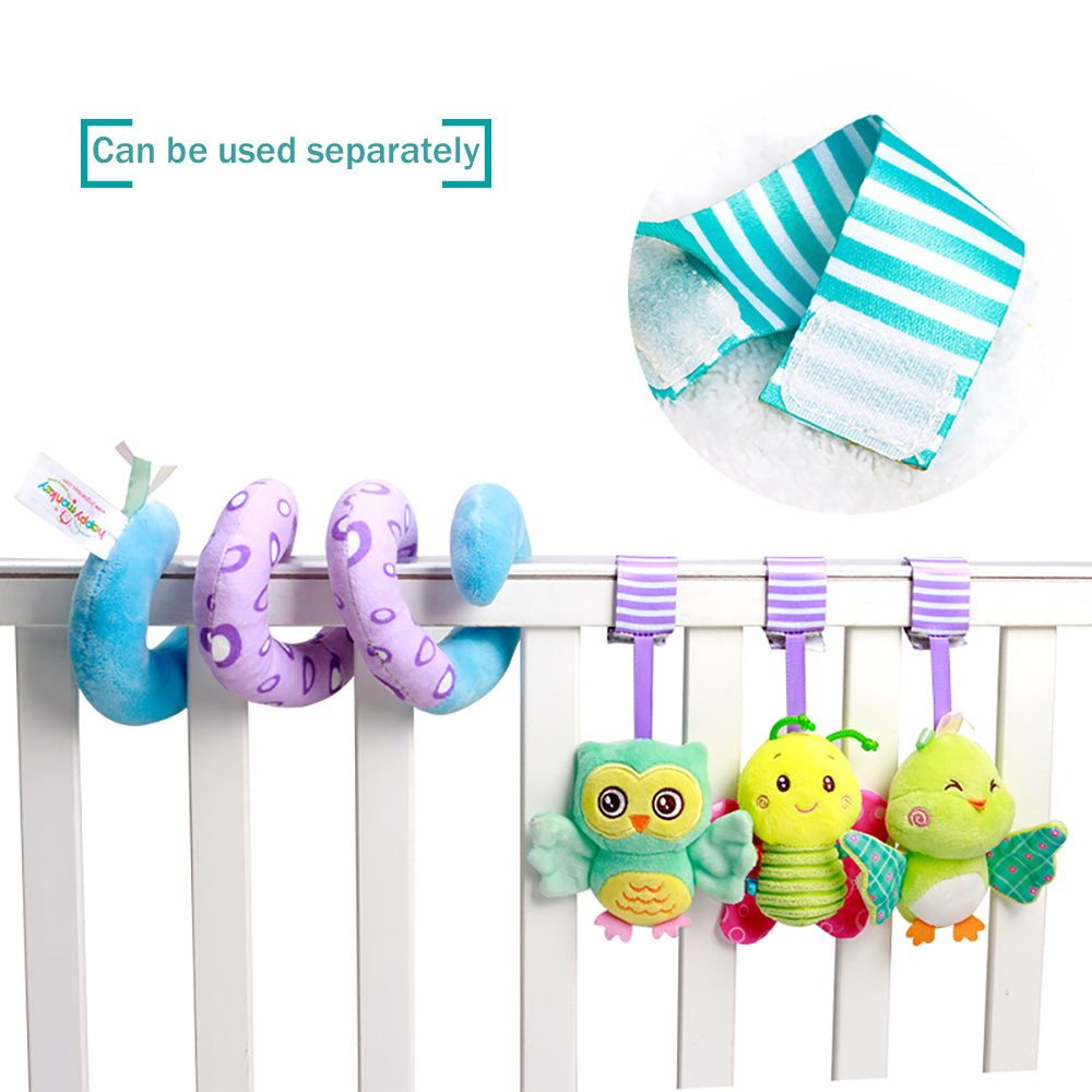 Caterbee Baby Car Seat Toys Stroller Activity Spiral Plush Bar Toy (Sky)