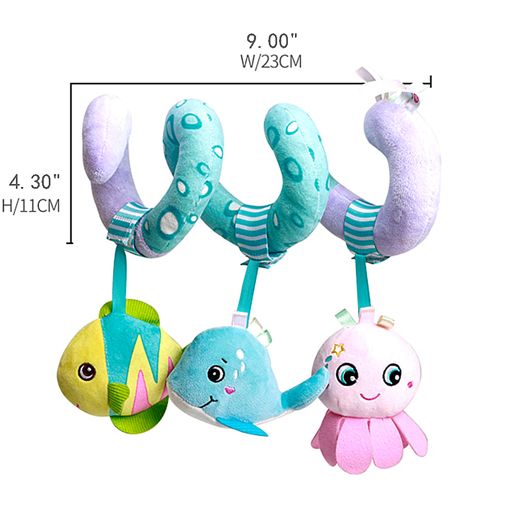 Caterbee Baby Activity Spiral Plush Car Seat Toy – Ocean Theme