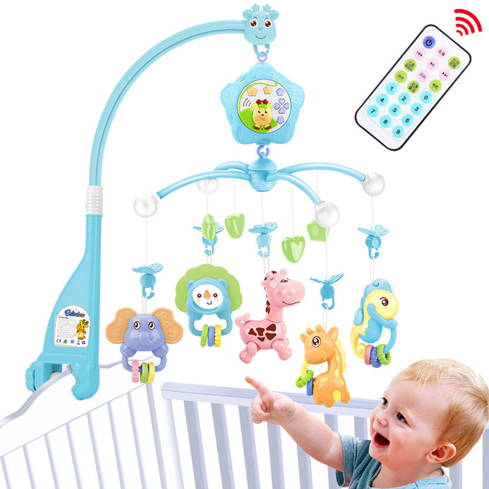 Caterbee Baby Crib Mobile Toy Musical & Light-Up Mobile with Remote Control | Rotating Forest-Themed Mobile for Crib, Strollers & Bassinets