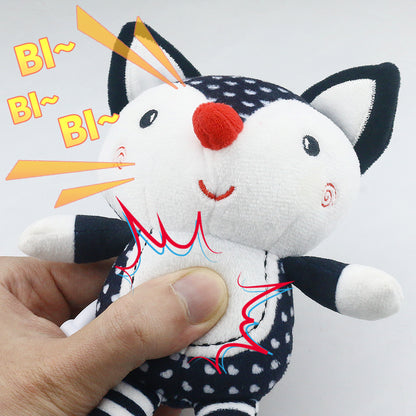 Black and White Baby Activity Arch Toy – Stroller & Crib Toy Bar with Hanging Animals, Rattles & Soft Book – Sensory Travel Toy for Infants(Forest)