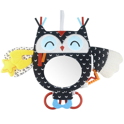 Caterbee Baby Toy with In-Sight Car Mirror – Sensory Hanging Toy for Travel & Tummy Time(fox)
