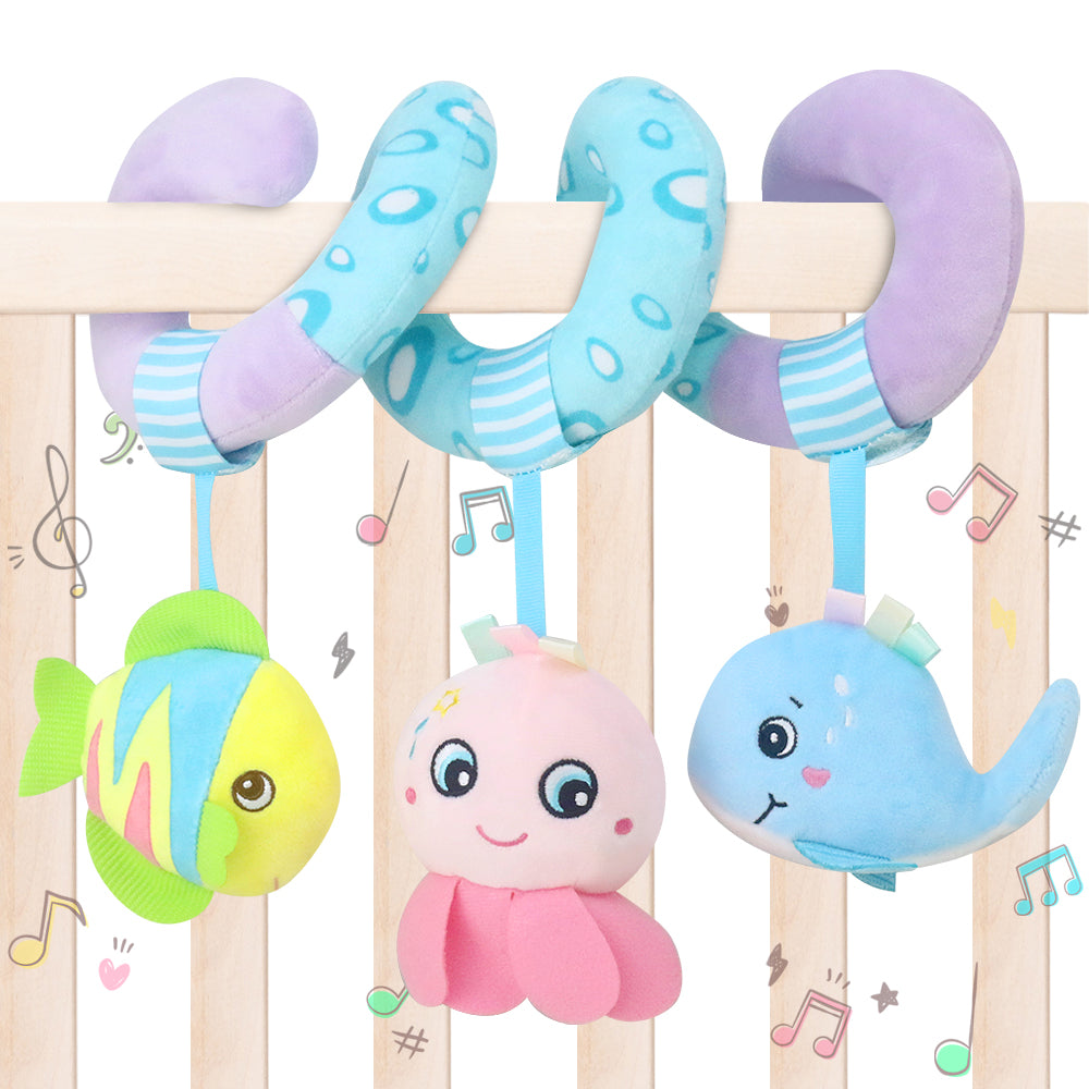 Caterbee Baby Activity Spiral Plush Car Seat Toy – Ocean Theme
