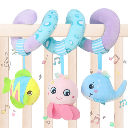 Caterbee Baby Activity Spiral Plush Car Seat Toy – Ocean Theme