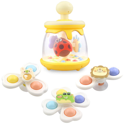 Caterbee Baby Push & Spin Toy with Ladybug & Suction Cup Butterflies | Sensory & Developmental Toy