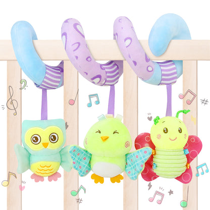 Caterbee Baby Car Seat Toys Stroller Activity Spiral Plush Bar Toy (Sky)