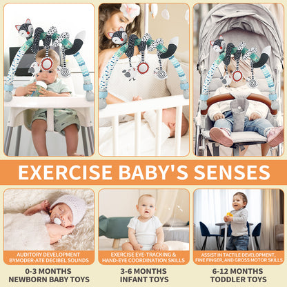 Baby Arch Toy Set Activity Stretch & Spiral Hanging toy with High-Contrast Black & White