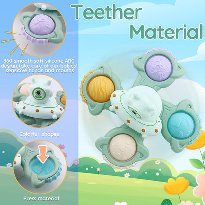 Caterbee Baby Suction Cup Spinner Toy – Space-Themed Sensory Toy with Lights & Music for Endless Fun