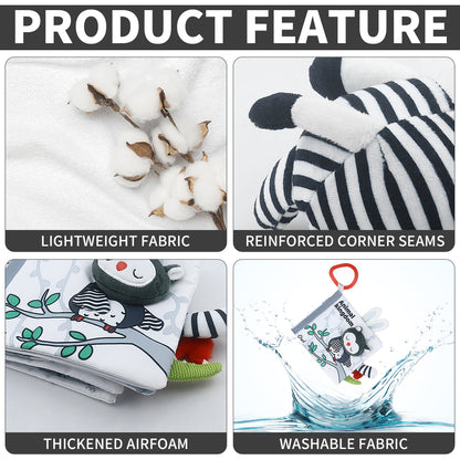 Black & White Baby Activity Arch Toy – Travel Mobile Toy Bar with Hanging Animals for Strollers, Cribs & More