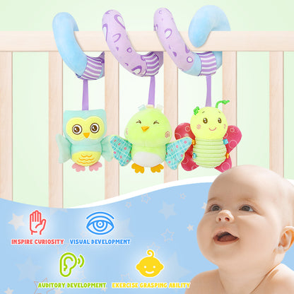 Caterbee Baby Car Seat Toys Stroller Activity Spiral Plush Bar Toy (Sky)