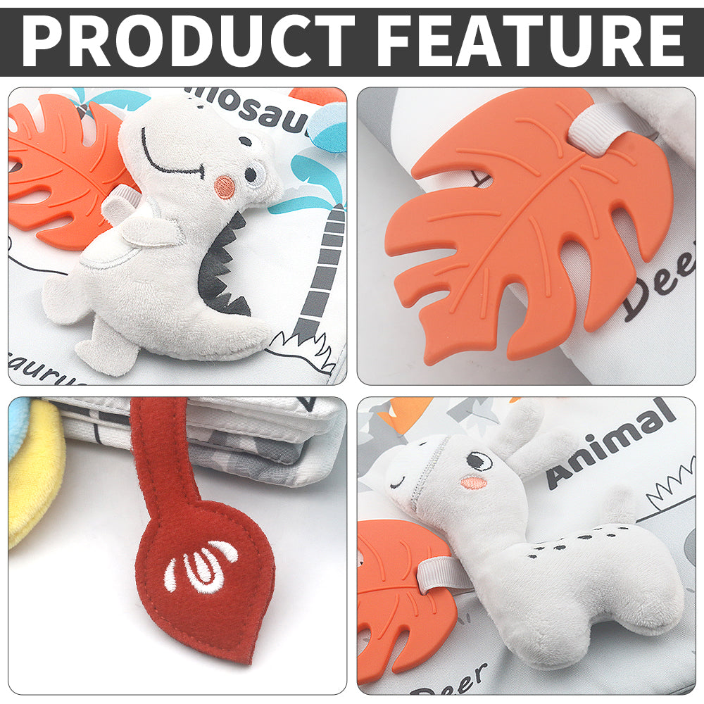 Baby Soft Crinkle Book Toy Set, Sensory Activity Books with Dinosaur Themes for Early Learning 2 Pcs