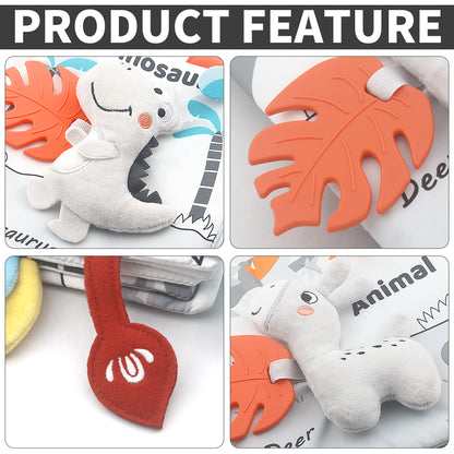 Baby Soft Crinkle Book Toy Set, Sensory Activity Books with Dinosaur Themes for Early Learning 2 Pcs