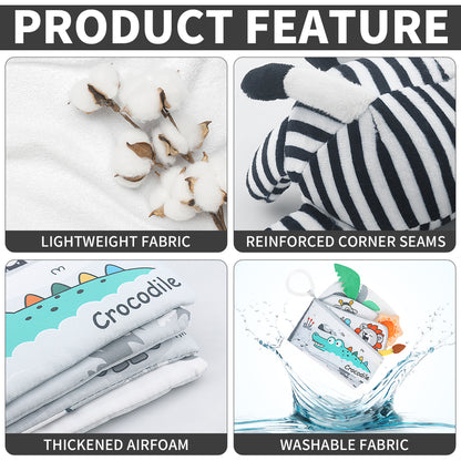 Black and White Baby Activity Arch Toy – Stroller & Crib Toy Bar with Hanging Animals, Rattles & Soft Book – Sensory Travel Toy for Infants(Forest)