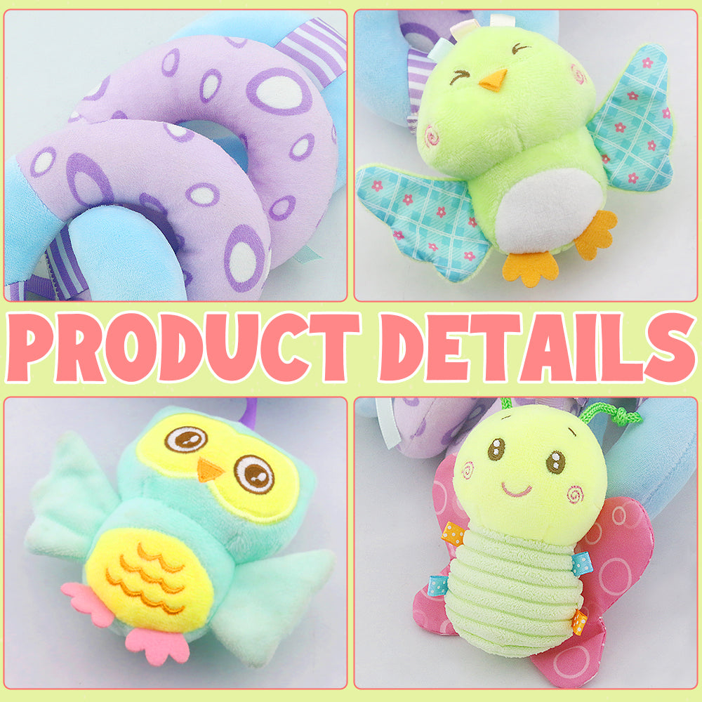 Caterbee Baby Car Seat Toys Stroller Activity Spiral Plush Bar Toy (Sky)