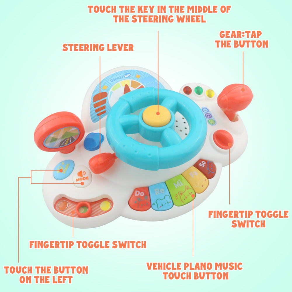 Caterbee Baby Turn & Learn Driver，Interactive Steering Wheel Toy with Lights & Sounds | Fun Learning Toy（副本）