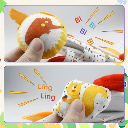 Caterbee Baby Toy with In-Sight Car Mirror – Sensory Hanging Toy for Travel & Tummy Time(fox)