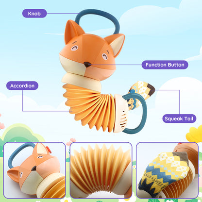 Caterbee Baby Plush Musical Accordion Take-Along Toy – Fox | Interactive Sensory Toy for Grasping & Teething