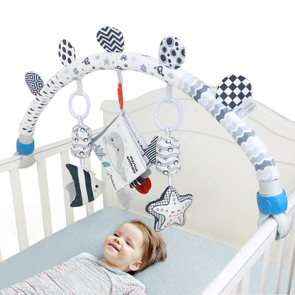 Baby Activity Arch Toy – Stroller & Crib Toy Bar with Hanging Sea Animals, Rattles & Sensory Book – Underwater Travel Toy for Infants(Ocean)