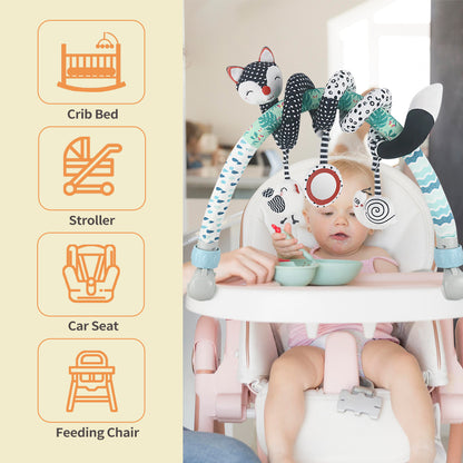 Baby Arch Toy Set Activity Stretch & Spiral Hanging toy with High-Contrast Black & White