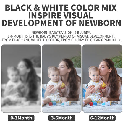 Black & White Baby Activity Arch Toy – Travel Mobile Toy Bar with Hanging Animals for Strollers, Cribs & More