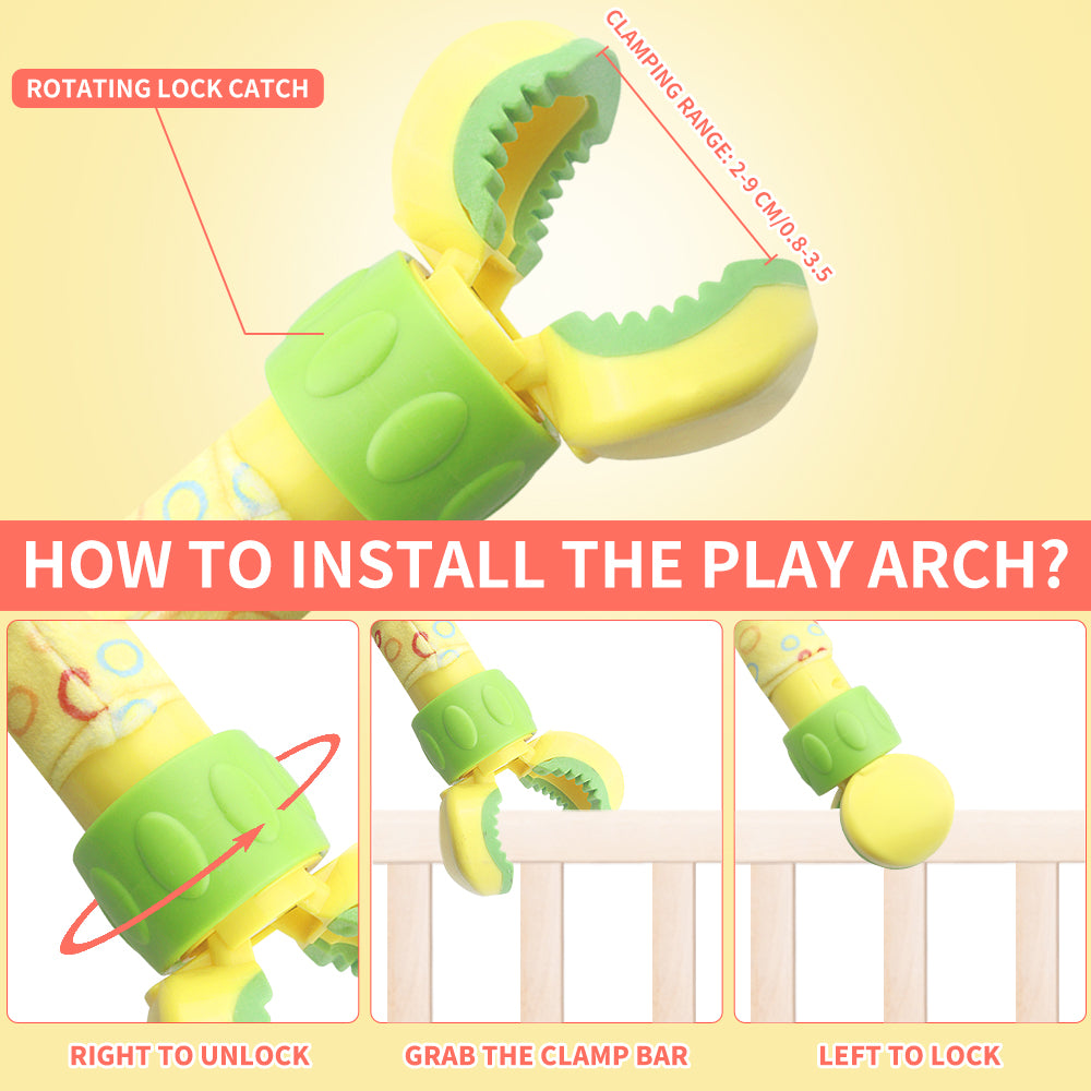 Flexible Arch Baby Car Seat Toy，Plush Hanging Stroller & Bassinet Toy for Infants & Toddlers | Sensory & Motor Skill Development