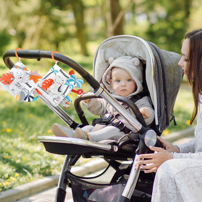 Baby Soft Crinkle Book Toy Set, Sensory Activity Books with Dinosaur Themes for Early Learning 2 Pcs